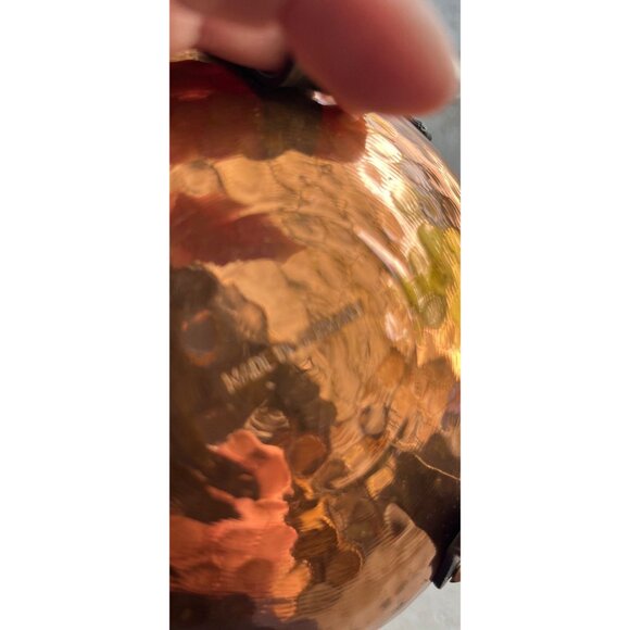 Vtg Handmade Hand Hammered Copper Kettle With Black Iron Handle Made In Germany - Picture 6 of 8